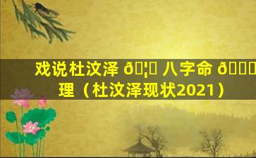 戏说杜汶泽 🦊 八字命 🐛 理（杜汶泽现状2021）